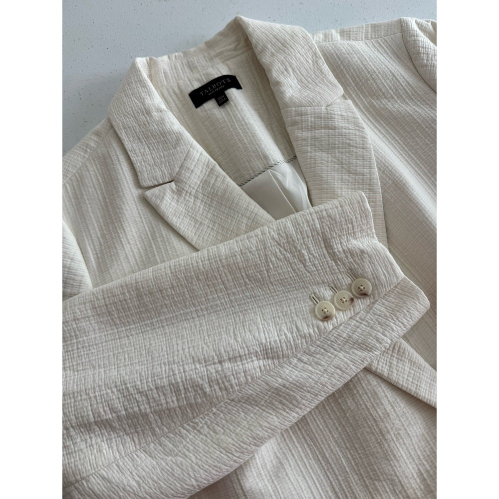 NWOT Talbots Petite Plus Women's 20W Ivory Double Breasted Blazer Lined Pockets